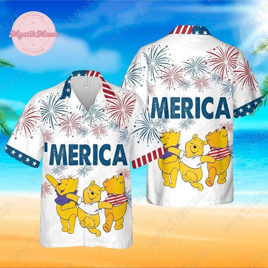 Winnie The Pooh Hawaiian Shirt, Pooh And Friends Hawaii Shirt, Pooh Bear Aloha Shirt