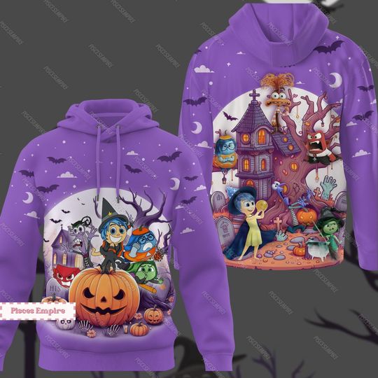 Halloween Inside Out Hoodie, Its Okay To Feel All The Feels Hoodie, Disney Inside Out 3D Hoodie