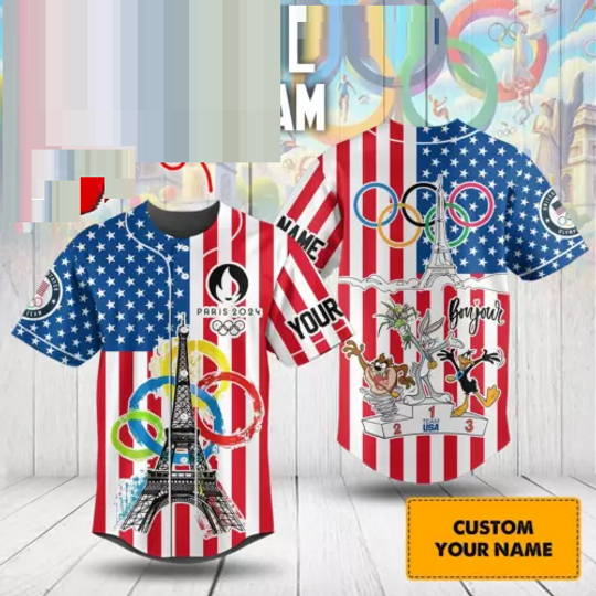Looney Tunes Untied States Olympic Team Paris Personalized Baseball Shirt