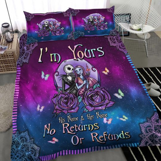 Personalized Jack And Sally I'm Yours No Returns Or Refunds Bedding Set