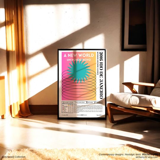 Rio 2016 Olympics Full Print, Summer Olympics Y2K gradient aesthetic modern wall art, trendy home decor, cool poster