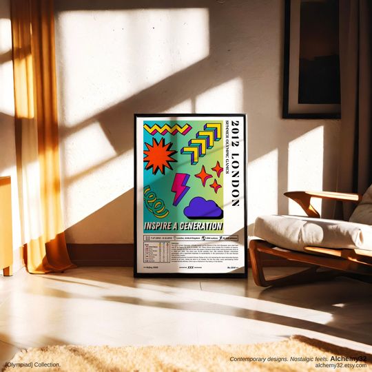 London 2012 Olympics Full Print, Summer Olympics Y2K gradient aesthetic modern wall art, trendy home decor, cool poster