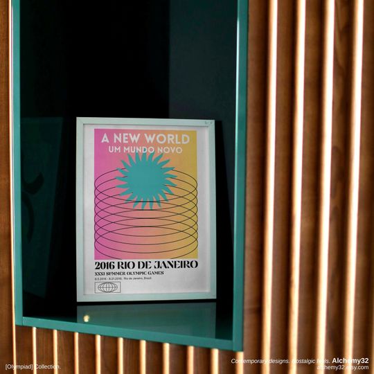 Rio 2016 Olympics Minimalist Print, Summer Olympics Y2K gradient aesthetic modern wall art, trendy home decor, cool poster