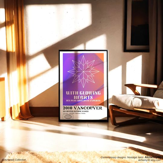 Vancouver 2010 Olympics Minimalist Print, Winter Olympics Y2K gradient aesthetic modern wall art, trendy home decor, cool poster