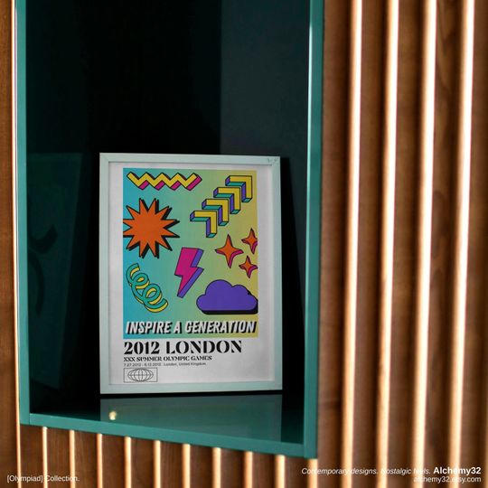 London 2012 Olympics Minimalist Print, Summer Olympics Y2K gradient aesthetic modern wall art, trendy home decor, cool poster