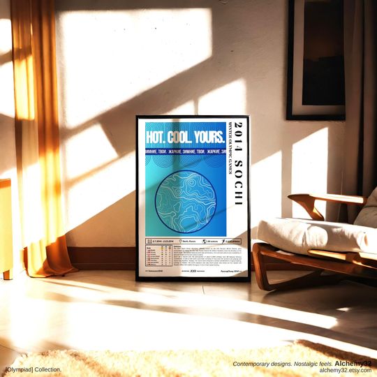Sochi 2014 Olympics Full Print, Winter Olympics Y2K gradient aesthetic modern wall art, trendy home decor, cool poster
