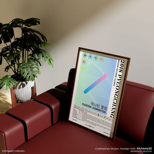 Pyeongchang 2018 Olympics Full Print, Winter Olympics Y2K gradient aesthetic modern wall art, trendy home decor, cool poster