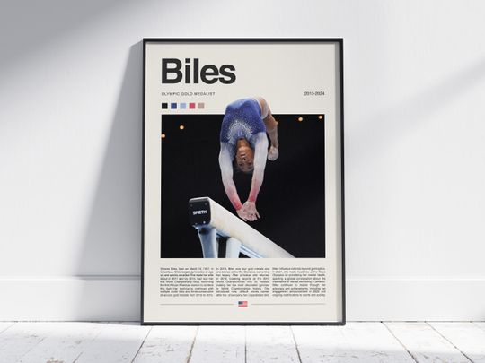 Simone Biles Poster, Gymnastics Poster, Olympics Wall Art, Simone Biles Print, Modern Sports Poster, Wall Art for Office, Gymnastics Gifts