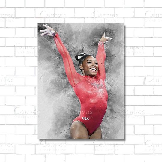 Simone Biles Poster, Canvas Frame, Kids Wall Decor, Olympics, Gymnast, Gold Medalist, Man Cave Gift for Him - Her,&nbsp;Sports Canvas Wall Art&nbsp;