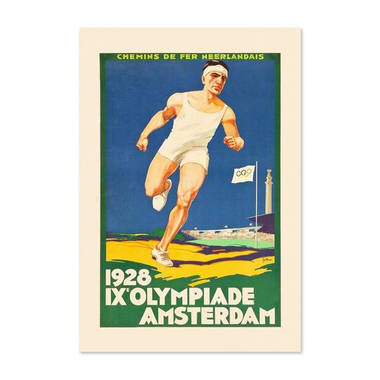 1928 Amsterdam Olympics Vintage Style Marathon Sports Poster | Motivational Artwork For Home, Office, Gym Wall Decor