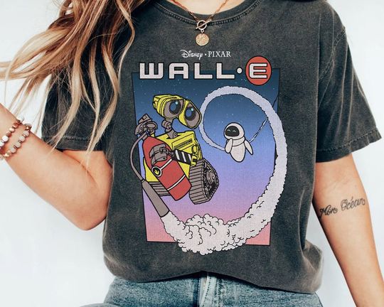 Disney Pixar Wall-E Fly Eve Retro Distressed Shirt, Disney Pixar Wall-E Shirt, Disney Shirt