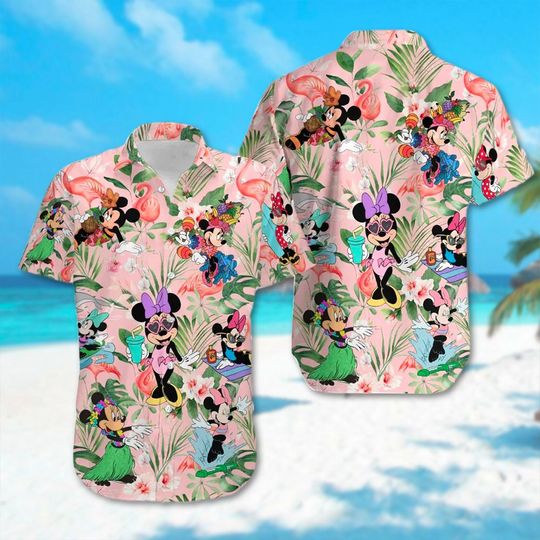 Tropical Minnie Mouse Hawaiian Shirt, Minnie Mouse 3D All Over Print Hawaii Shirt