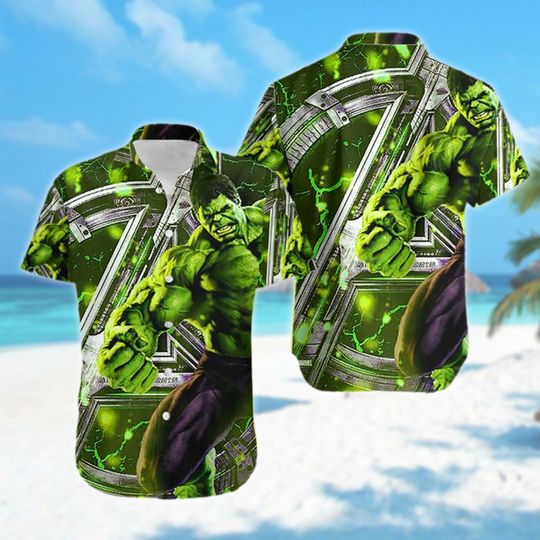 Hulk Hawaii Shirt, Superhero Green Hulk Characters Button Up Shirt