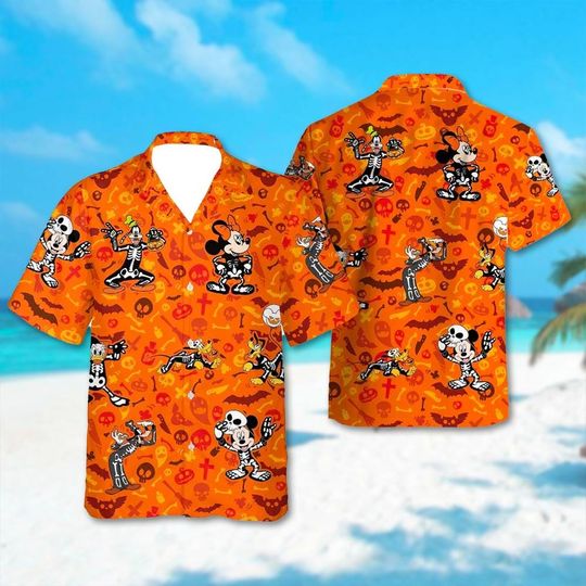 Mickey Mouse And Friend Hawaiian Shirt, Mickey Mouse Halloween Hawaii Shirt