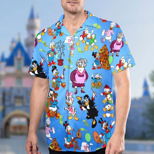 Retro Ducktales Hawaiian Shirt, Scrooge Mcduck Donald Huey Dewey Louie Duck Hawaii Shirt