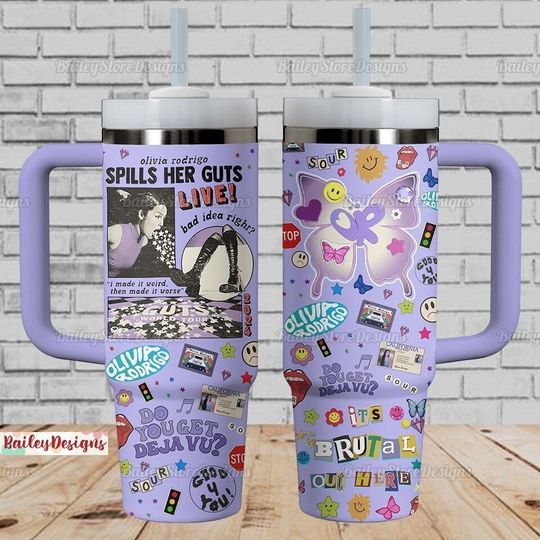 Olivia Rodrigo Tumbler 40Oz, Guts World Tour Tumbler, Olivia Rodrigo 2024 Tumbler, Olivia Rodrigo Fans Gift, Olivia Rodrigo Coffee Cup