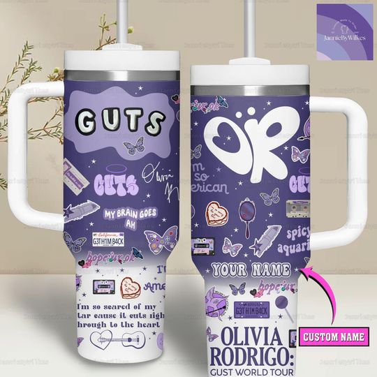 Olivia Rodrigo 40oz Tumbler, Custom Guts World Tour Tumbler, Guts Tour 2024 Tumbler Cups, Concert Tumbler, Olivia Rodrigo Fans Gift