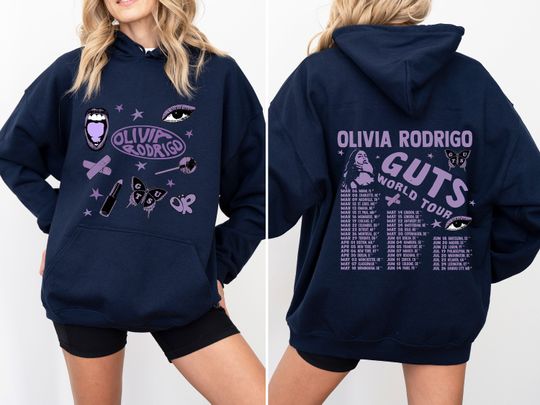 Two-sided Olivia Rodrigo Guts Tour 2024 Unisex Hoodie Graphic Design Gifts For Fans