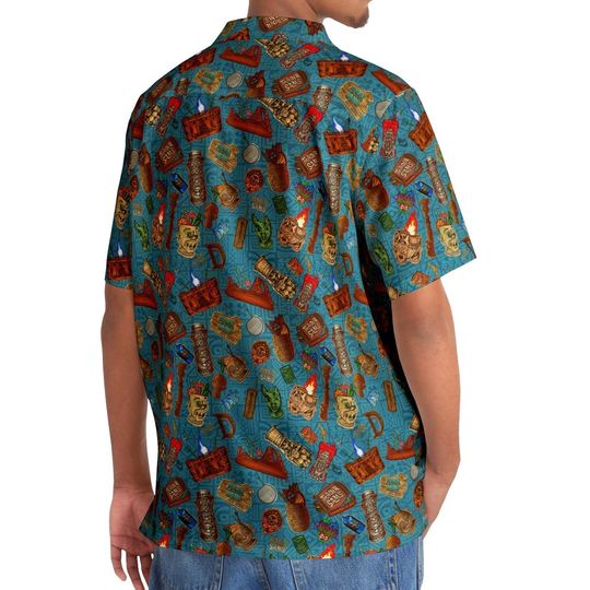SM-5XL Teal Trader Sam's inspired Aloha Shirt | Hawaiian shirt | Tiki Bar | Aloha Shirt