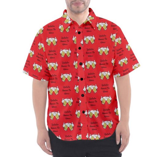 Drinking Around The World Epcot Themed Cheers Print Button Up