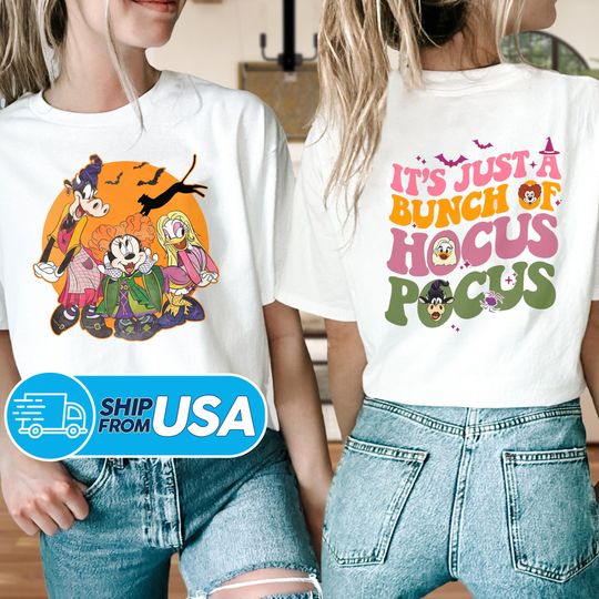 Funny Witch Sister Cosplay 2-Sides T-Shirt, Witch Movie Women Tee, It's Just Bunch Halloween Party Family Gift, Spooky Halloween Sweatshirt