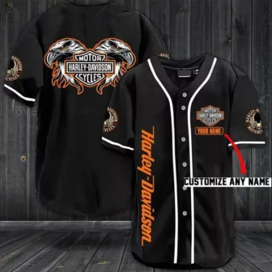 Personalized! Black Eagle H davidson Baseball Jersey 3D S-5XL Best Quality