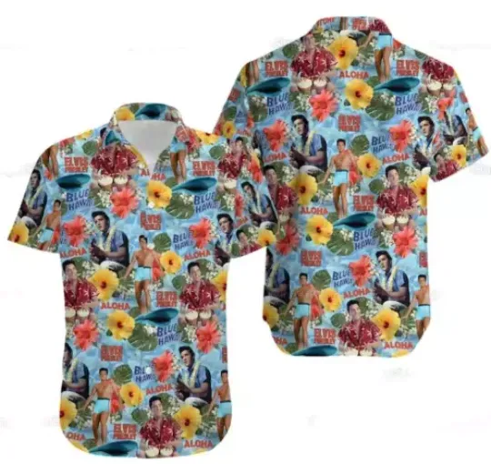 Elvis Presley Hawaiian Shirt, Elvis Presley Short Sleeve Shirt, Summer Tropical