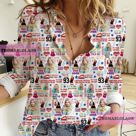 Meghan Trainor 3D All Over Printed Women Linen Shirt, Meghan Trainor Women Blouses, Meghan Trainor Casual Shirt, Meghan Trainor Gifts