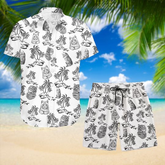 Cat Hawaiian Shirt, Cat Button Shirt, Cat Shirt, Cat Shorts, Shirts For Men