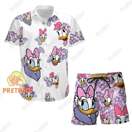 Daisy Hawaiian Shirt, Daisy Shorts, Daisy Duck Shirt, Disney Daisy Shirt