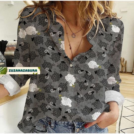 Sheep Shirt, Sheep Linen Shirt, Farmer Gift, Animal Lover Gift, Sheep Mom Shirt, Nature Shirt, Sheep Lover Shirt, Sheep Gifts