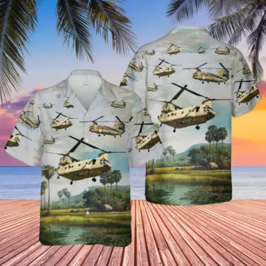 Memorial Day US Army Boeing CH-47 Chinook Hawaiian Shirt, For Mens Veteran Gift