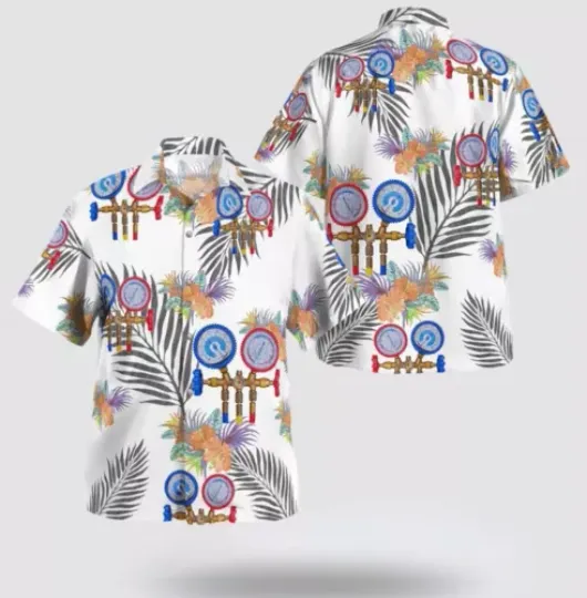 HVAC Tech Pattern AOP Hawaiian Shirt - Mean Gift For Men And Adults