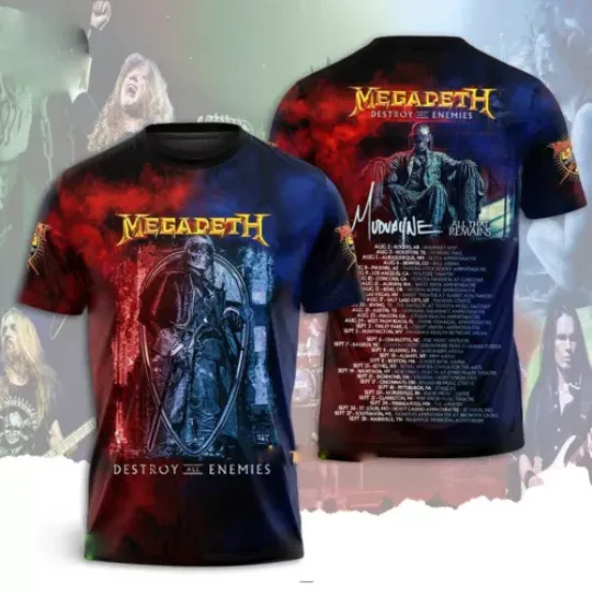 Megadeth Rock Band 2024 Announces Destroy All Enemies Tour US Unisex Tshirt