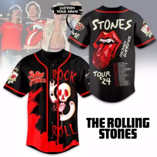 Personalized The Rolling Stones Hackney Diamonds Tour 2024 Black Baseball Jersey