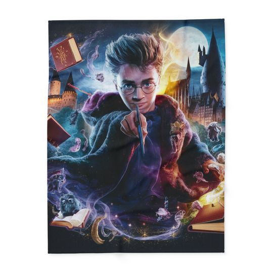 Harry Potter fleece blanket, Harry Potter blanket, Hogwarts blanket, cuddly blanket, bedspread, fluffy blanket, comfort blanket