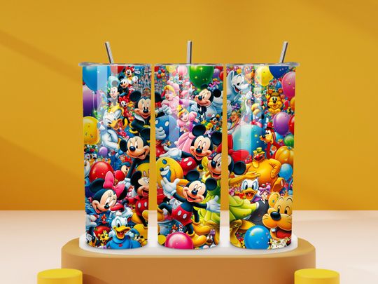 Cartoon Princess, mouse, duck Tumbler Design | magic kingdom Sublimatio