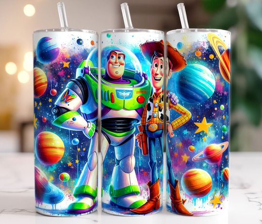 Buzz Lightyear And Woody Planet Tumbler Wrap, 20oz Skinny Tumbler