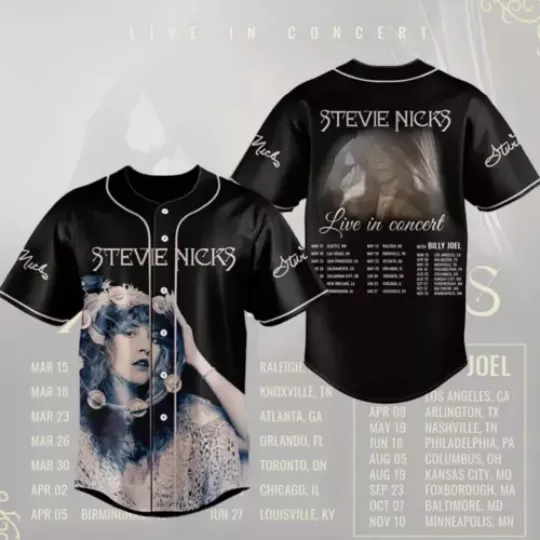 Stevie Nicks  With Billy Joel Live In Concert Tour 2024 Baseball Jersey Shirts