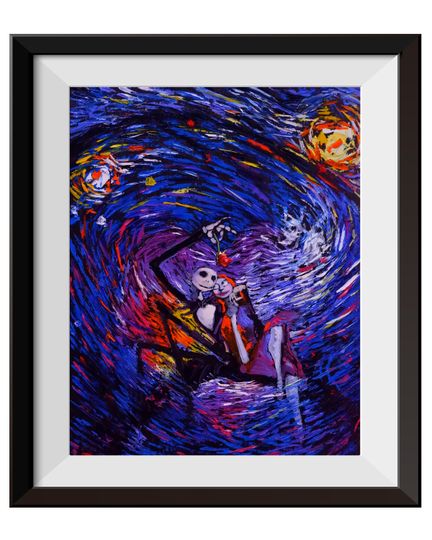 Vincent Van Gogh Starry Night Posters Jack Sally Jack and Sally Nightmare Before Christmas Canvas Wall Art Nursery Decor Wall Decor