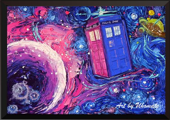 Tardis Dr Who Booth Poster Vincent Van Gogh Starry Night Inspired Canvas Wall Art Print Nursery Decor Wall Decor Wall Hang Room Decor
