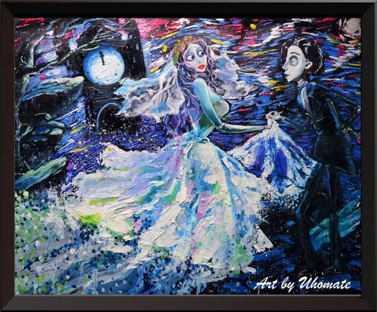 Corpse Bride Victor and Emily Vincent Van Gogh Starry Night Inspired Canvas Wall Art Nursery Decor Wall Decor Wall Hang Room Decor