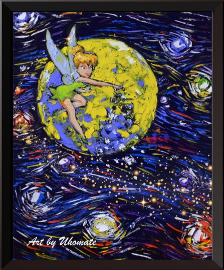 Vincent Van Gogh Starry Night Posters Peter Pan Never Grow Up Princess Tinkerbell Inspired Canvas Wall Art Nursery Decor Wall Decor