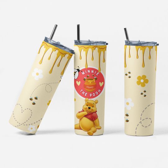 Winnie the Pooh cup, custom cup, Disney cup, 20oz skinny tumbler