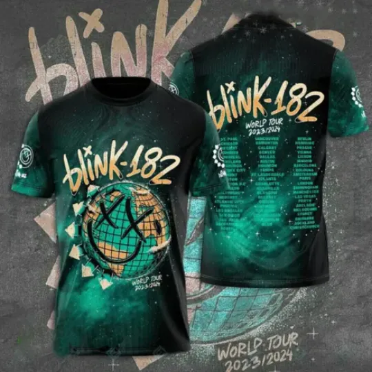 B182 band World Tour 2023 2024 3D Shirt, T-Shirt For Blink Fans