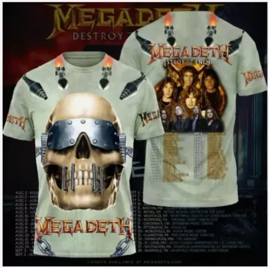 Megadeth Rock Band 2024 Announces Destroy All Enemies Tour US T-shirt 3D