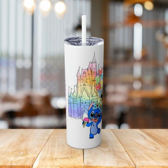 Magical Coffee Disney Tumbler Stitch Castle Mouse Ear Balloons Gift for Disney