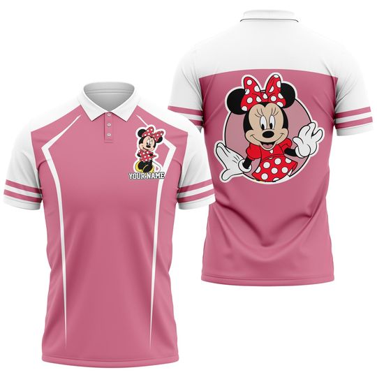 Custom Disney Mickey and Friends Polo Minnie Pink, Polo Shirt Team, Disney Shirt Team Outfit