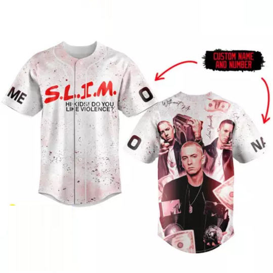 Eminem Hi Kids Slim Shady Personalized Baseball Shirt