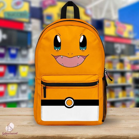 Charmander School Backpack | Charmander Backpack | Anime School Bag | Pocket Monsters Backpack | PKM Backpack | Kids School Backpack